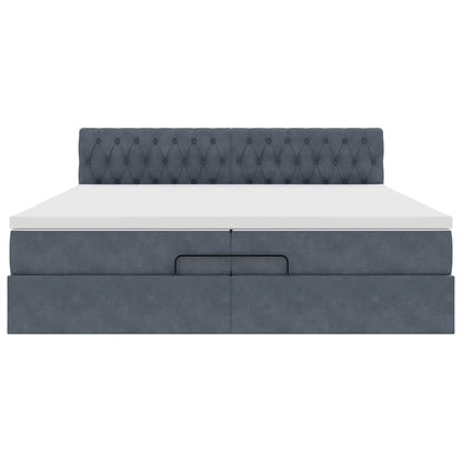 Ottoman-Bett mit Matratze Dunkelgrau 200x200 cm Samt
