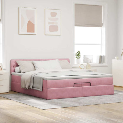 Ottoman-Bett mit Matratze Rosa 200x200 cm Samt