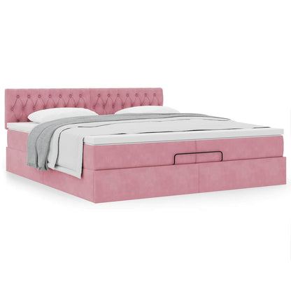 Ottoman-Bett mit Matratze Rosa 200x200 cm Samt
