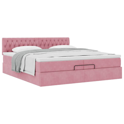 Ottoman-Bett mit Matratze Rosa 200x200 cm Samt