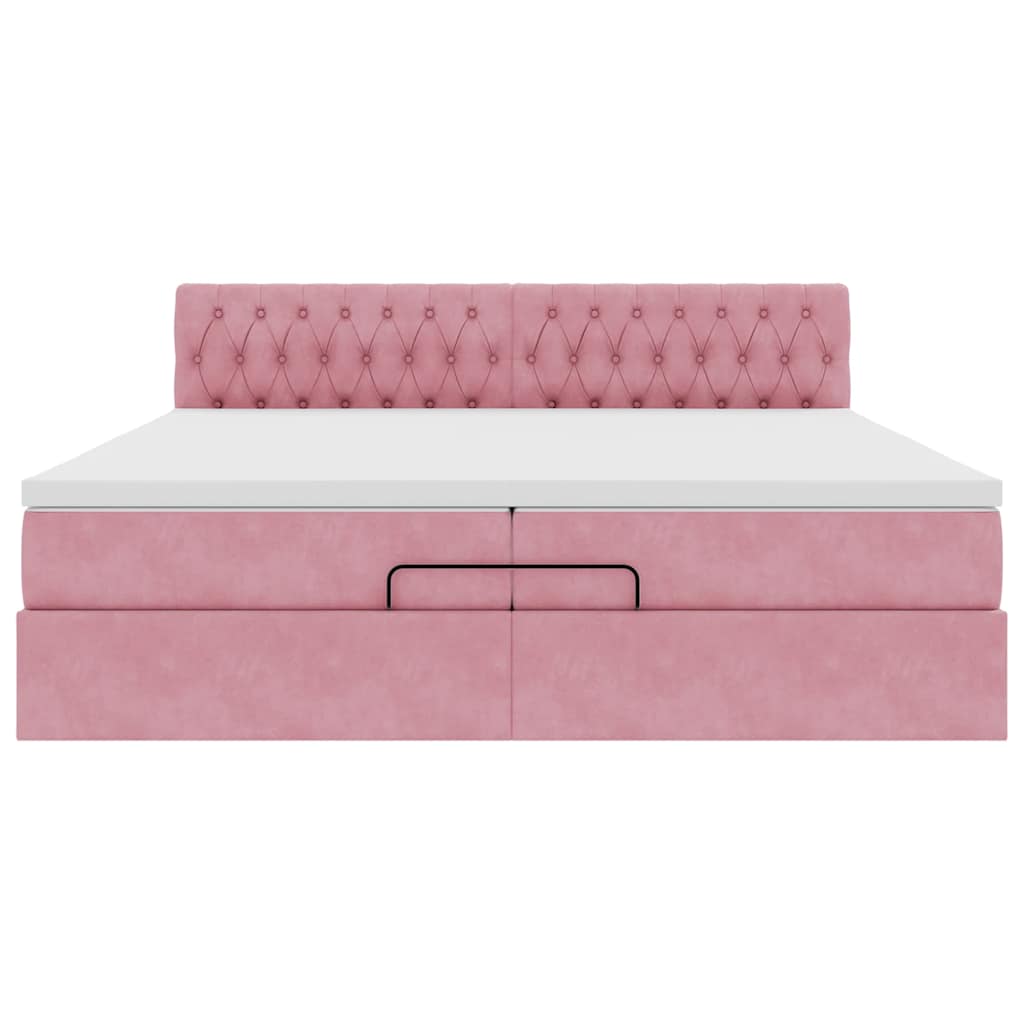 Ottoman-Bett mit Matratze Rosa 200x200 cm Samt