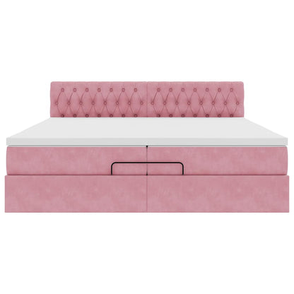 Ottoman-Bett mit Matratze Rosa 200x200 cm Samt