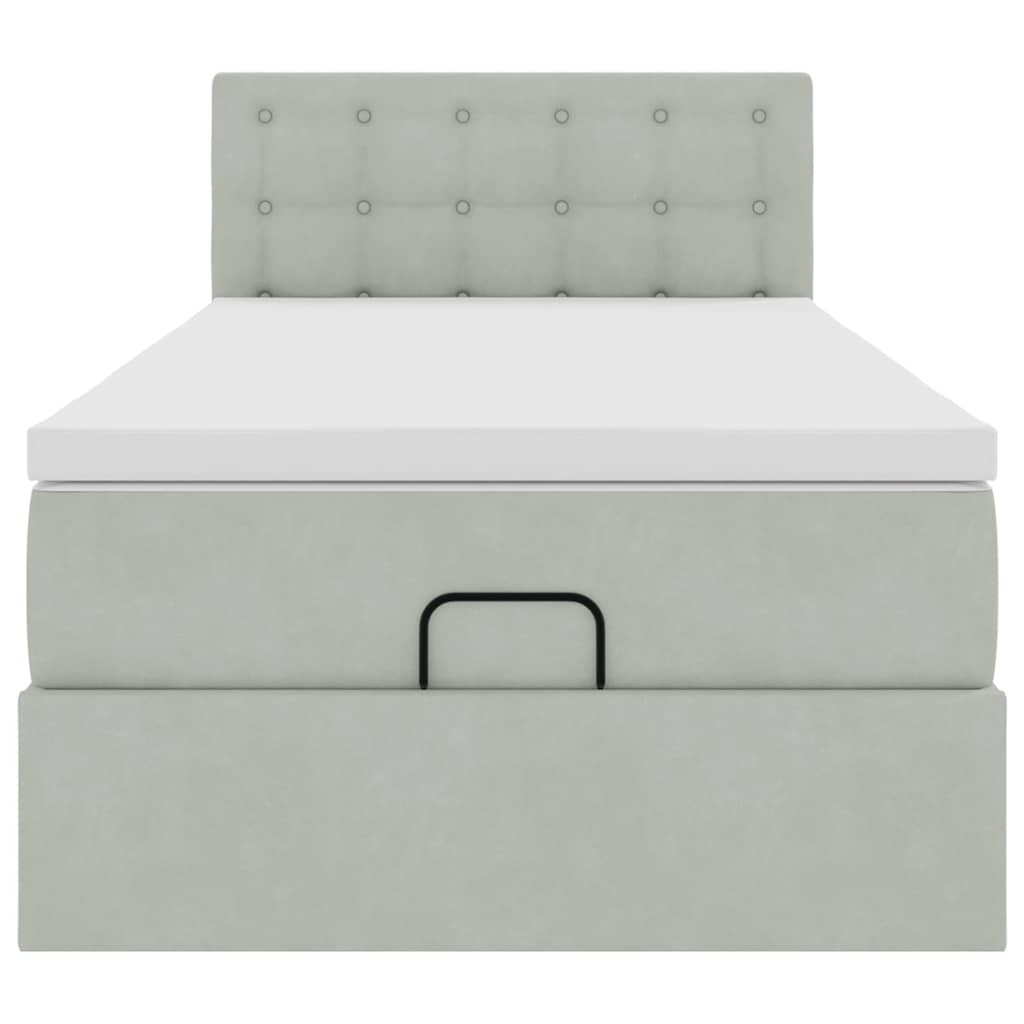 Ottoman-Bett mit Matratze Hellgrau 100x200 cm Samt