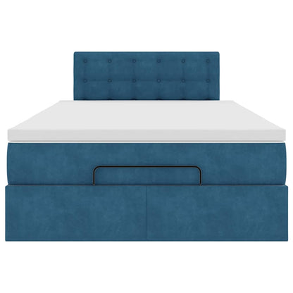 Ottoman-Bett mit Matratze Dunkelblau 120x190 cm Samt