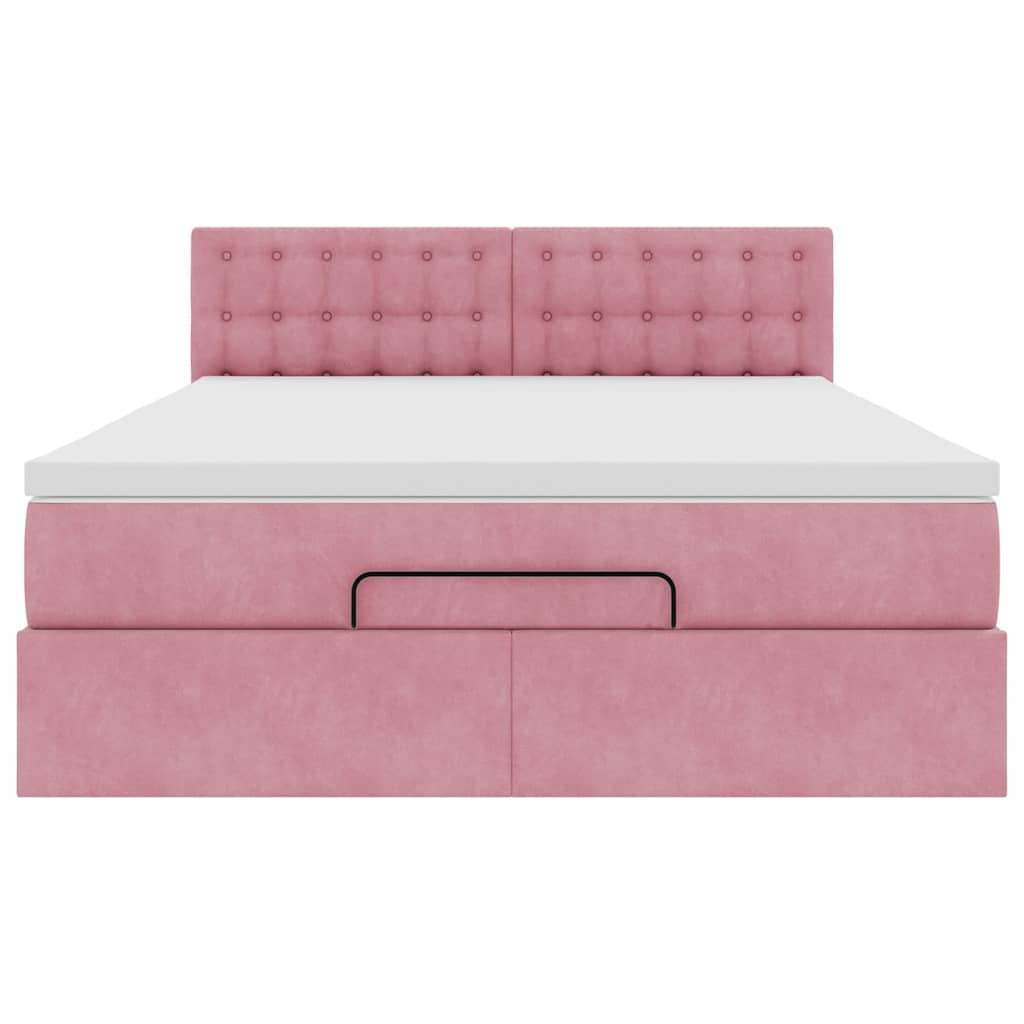 Ottoman-Bett mit Matratze Rosa 140x190 cm Samt