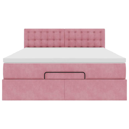 Ottoman-Bett mit Matratze Rosa 140x190 cm Samt