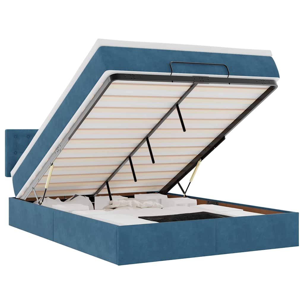 Ottoman-Bett mit Matratze Dunkelblau 140x200 cm Samt