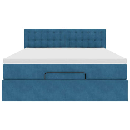 Ottoman-Bett mit Matratze Dunkelblau 140x200 cm Samt