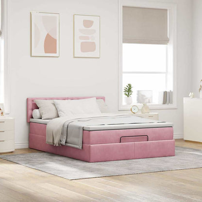 Ottoman-Bett mit Matratze Rosa 140x200 cm Samt