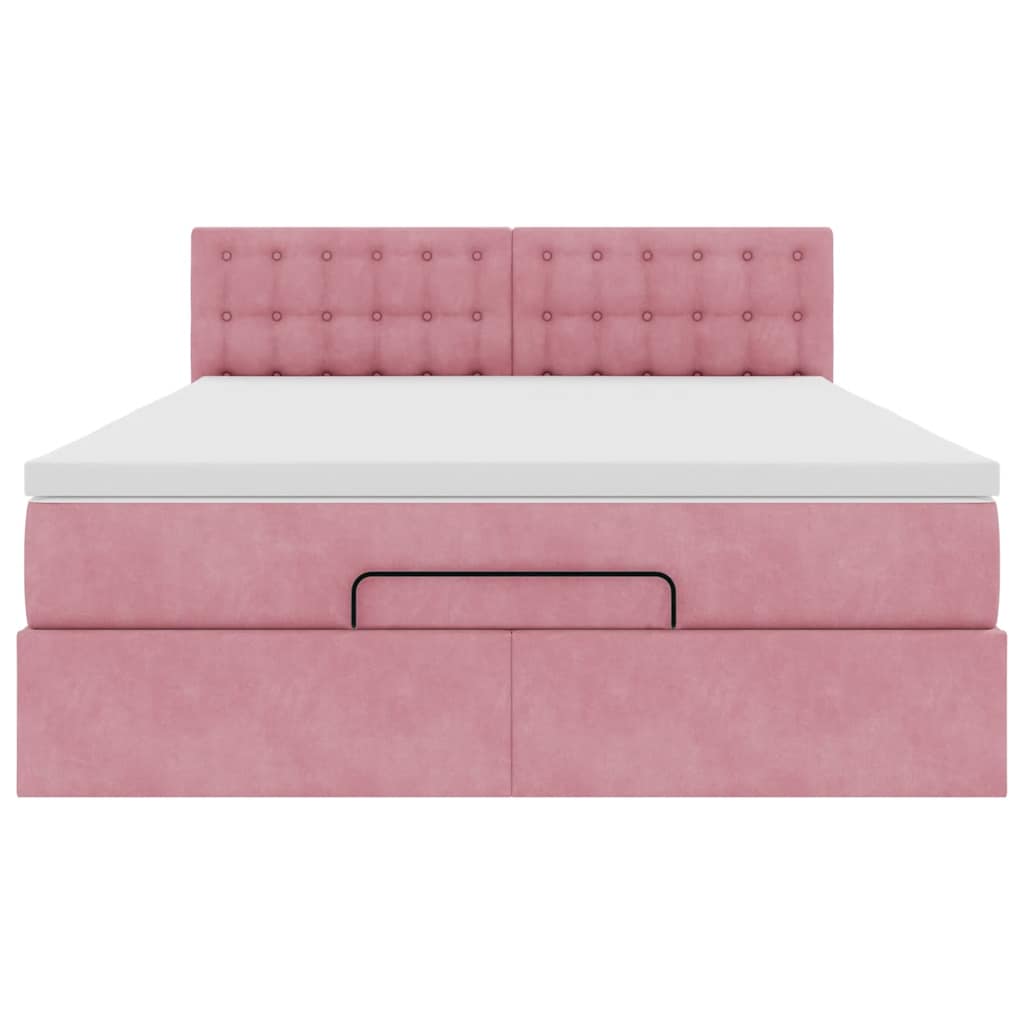 Ottoman-Bett mit Matratze Rosa 140x200 cm Samt
