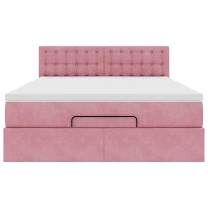 Ottoman-Bett mit Matratze Rosa 140x200 cm Samt
