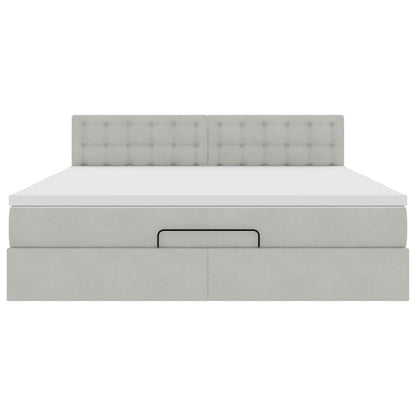 Ottoman-Bett mit Matratze Hellgrau 160x200 cm Samt