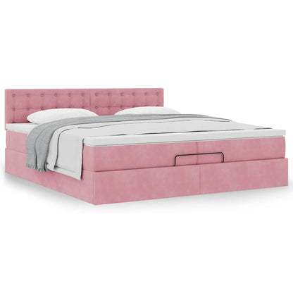Ottoman-Bett mit Matratze Rosa 200x200 cm Samt