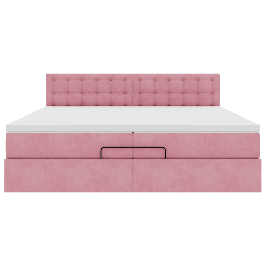 Ottoman-Bett mit Matratze Rosa 200x200 cm Samt