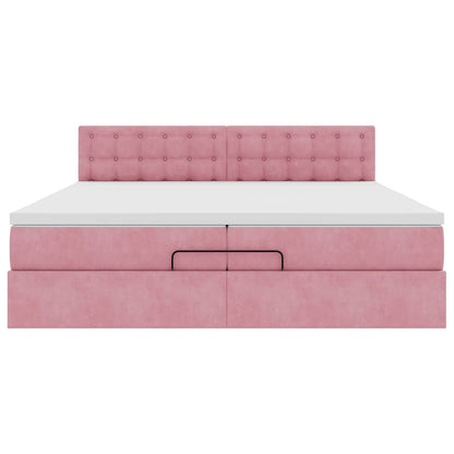 Ottoman-Bett mit Matratze Rosa 200x200 cm Samt