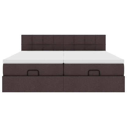 Ottoman-Bett mit Matratzen Dunkelbraun 180x200 cm Stoff