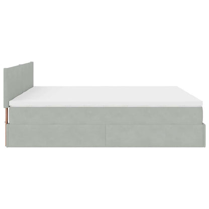 Ottoman-Bett mit Matratzen Hellgrau 200x200 cm Samt