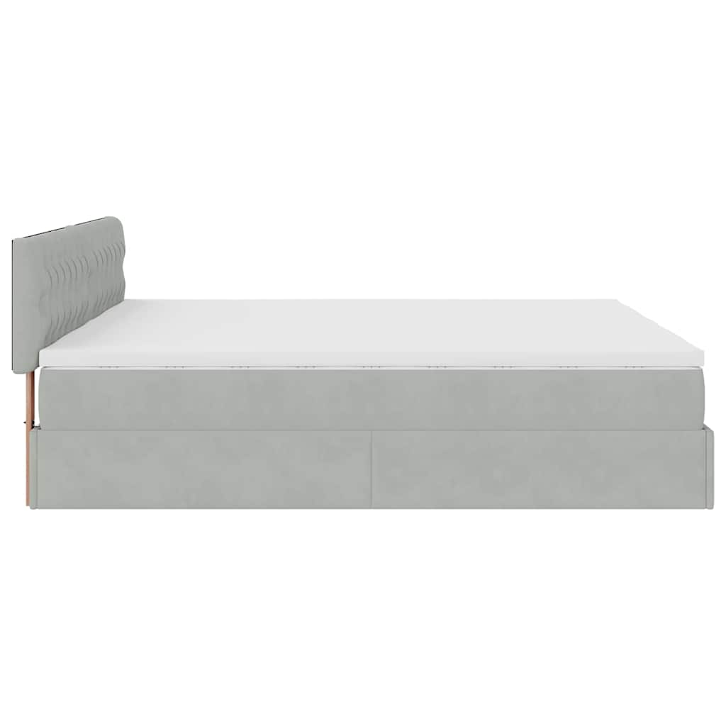 Ottoman-Bett mit Matratzen Hellgrau 200x200 cm Samt