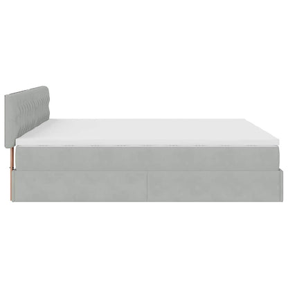 Ottoman-Bett mit Matratzen Hellgrau 200x200 cm Samt
