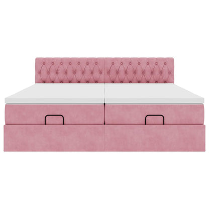 Ottoman-Bett mit Matratzen Rosa 200x200 cm Samt