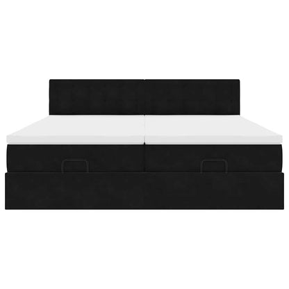 Ottoman-Bett mit Matratzen Schwarz 180x200 cm Samt