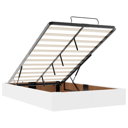 Ottoman-Bett mit Matratzen & LEDs Reinweiß 120x190cm Kunstleder