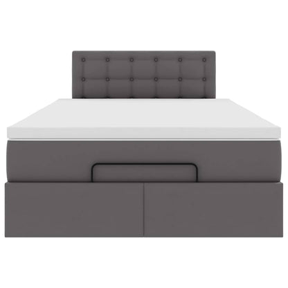 Ottoman-Bett mit Matratzen & LEDs Grau 120x200 cm Kunstleder