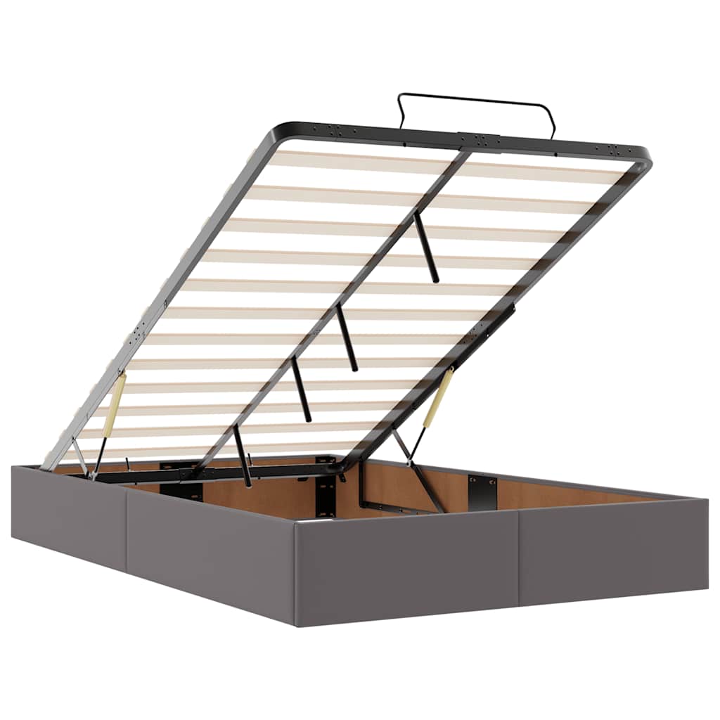 Ottoman-Bett mit Matratzen & LEDs Grau 120x200 cm Kunstleder