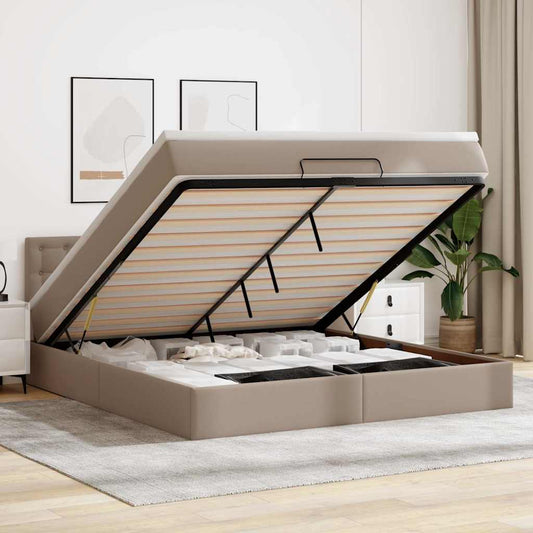 Ottoman-Bett mit Matratzen & LEDs Cappuccino-Braun 160x200cm