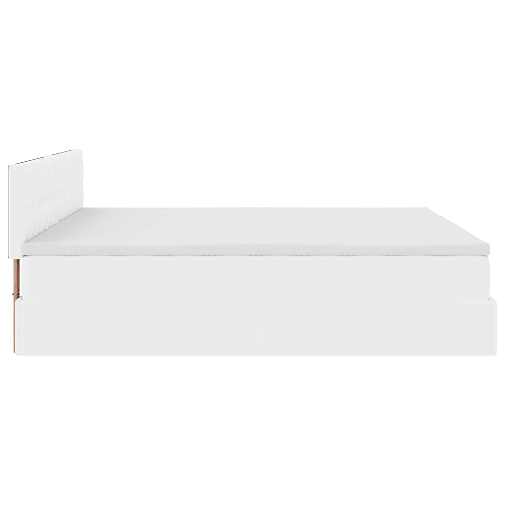 Ottoman-Bett mit Matratzen & LEDs Reinweiß 180x200cm Kunstleder