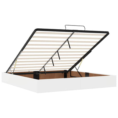 Ottoman-Bett mit Matratzen & LEDs Reinweiß 180x200cm Kunstleder