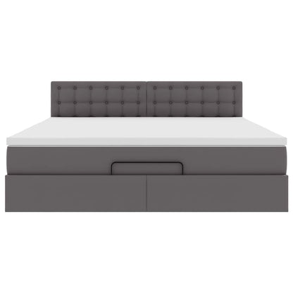 Ottoman-Bett mit Matratzen & LEDs Grau 180x200 cm Kunstleder