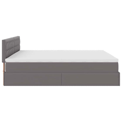 Ottoman-Bett mit Matratzen & LEDs Grau 180x200 cm Kunstleder
