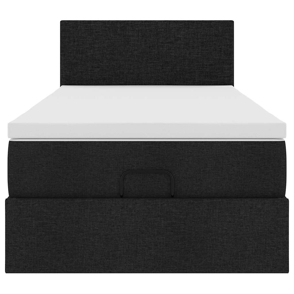 Ottoman-Bett mit Matratze & LEDs Schwarz 90x190 cm Stoff