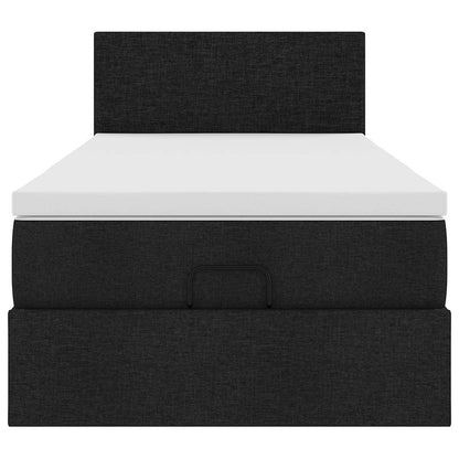 Ottoman-Bett mit Matratze & LEDs Schwarz 90x190 cm Stoff