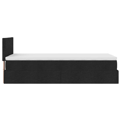 Ottoman-Bett mit Matratze & LEDs Schwarz 90x190 cm Stoff