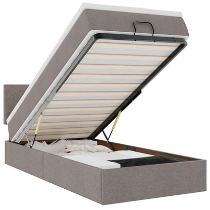 Ottoman-Bett mit Matratze & LEDs Taupe 100x200 cm Stoff