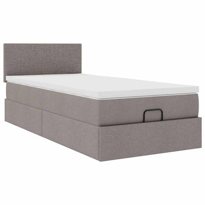 Ottoman-Bett mit Matratze & LEDs Taupe 100x200 cm Stoff