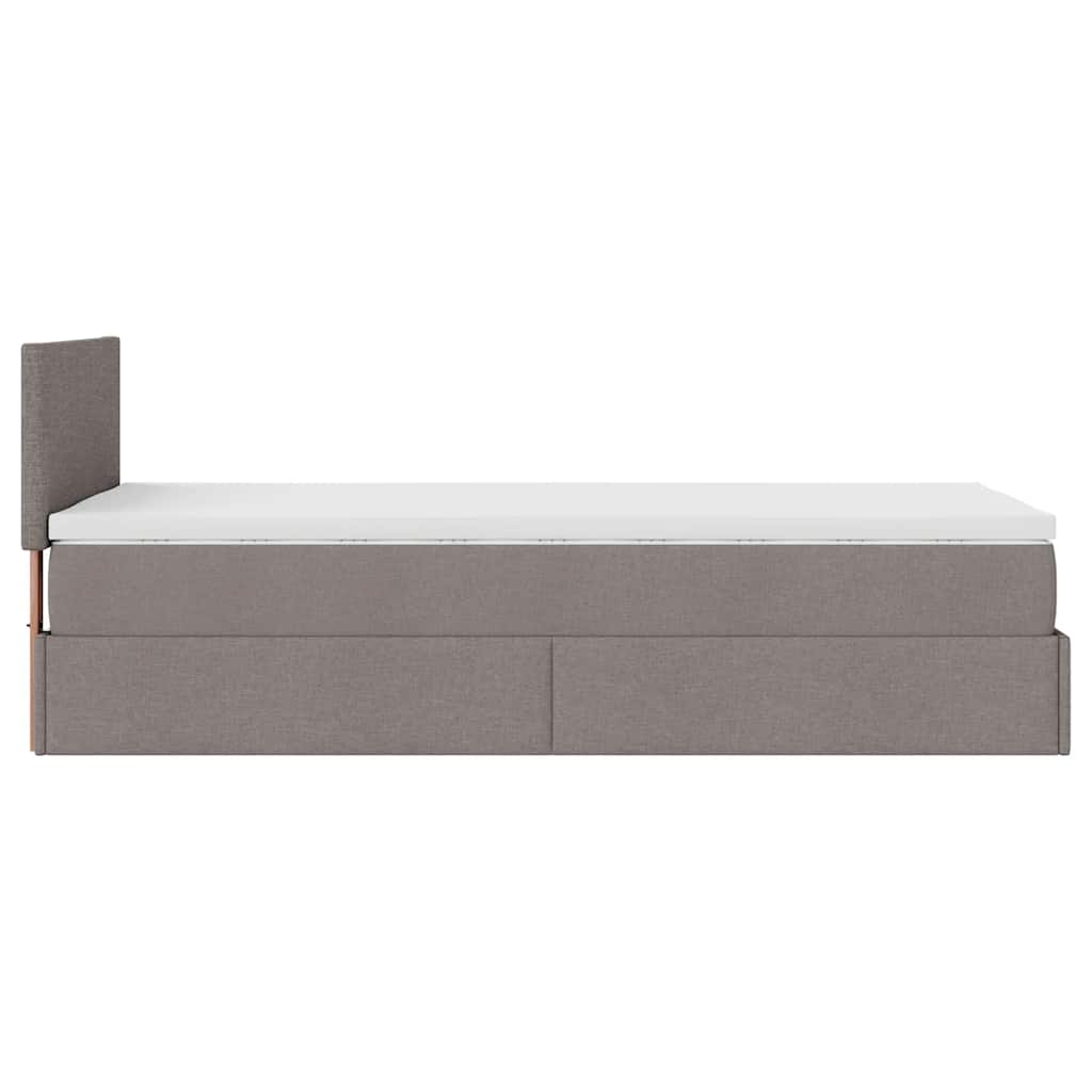Ottoman-Bett mit Matratze & LEDs Taupe 100x200 cm Stoff