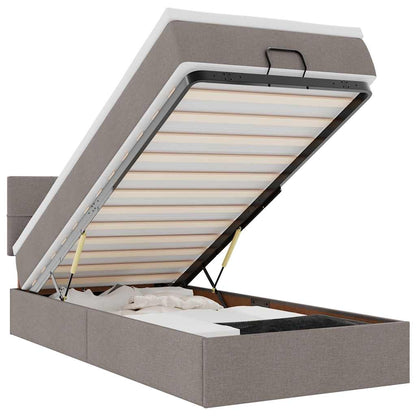 Ottoman-Bett mit Matratze & LEDs Taupe 100x200 cm Stoff