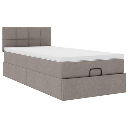 Ottoman-Bett mit Matratze & LEDs Taupe 100x200 cm Stoff