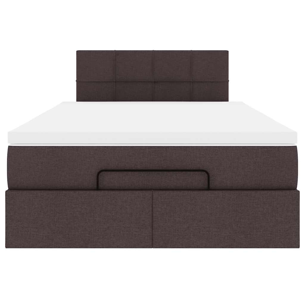 Ottoman-Bett mit Matratze & LEDs Dunkelbraun 120x190 cm Stoff