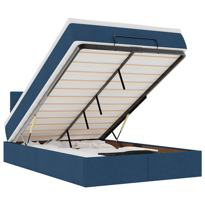 Ottomane Bett mit Matratze & LEDs Blau 120x200 cm Stoff