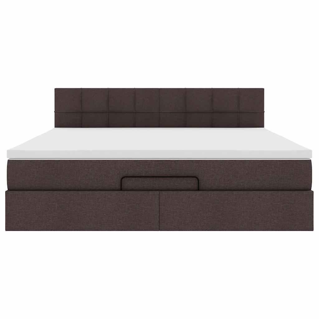 Ottoman-Bett mit Matratze & LEDs Dunkelbraun 160x200 cm Stoff