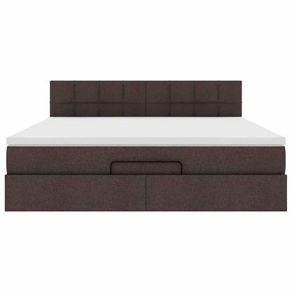 Ottoman-Bett mit Matratze & LEDs Dunkelbraun 160x200 cm Stoff