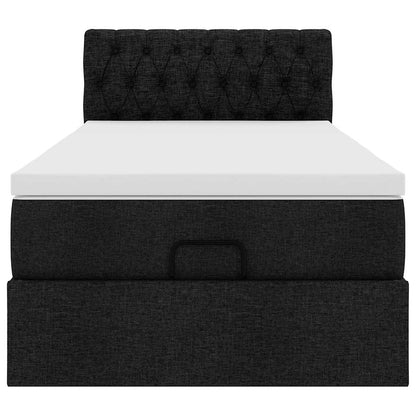 Ottoman-Bett mit Matratze & LEDs Schwarz 90x190 cm Stoff
