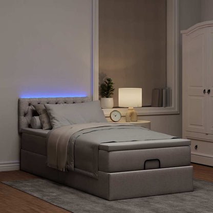 Ottoman-Bett mit Matratze & LEDs Taupe 100x200 cm Stoff