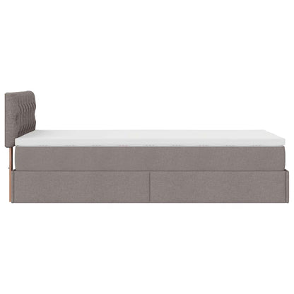 Ottoman-Bett mit Matratze & LEDs Taupe 100x200 cm Stoff