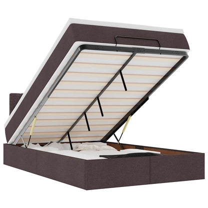 Ottoman-Bett mit Matratze & LEDs Dunkelbraun 120x190 cm Stoff