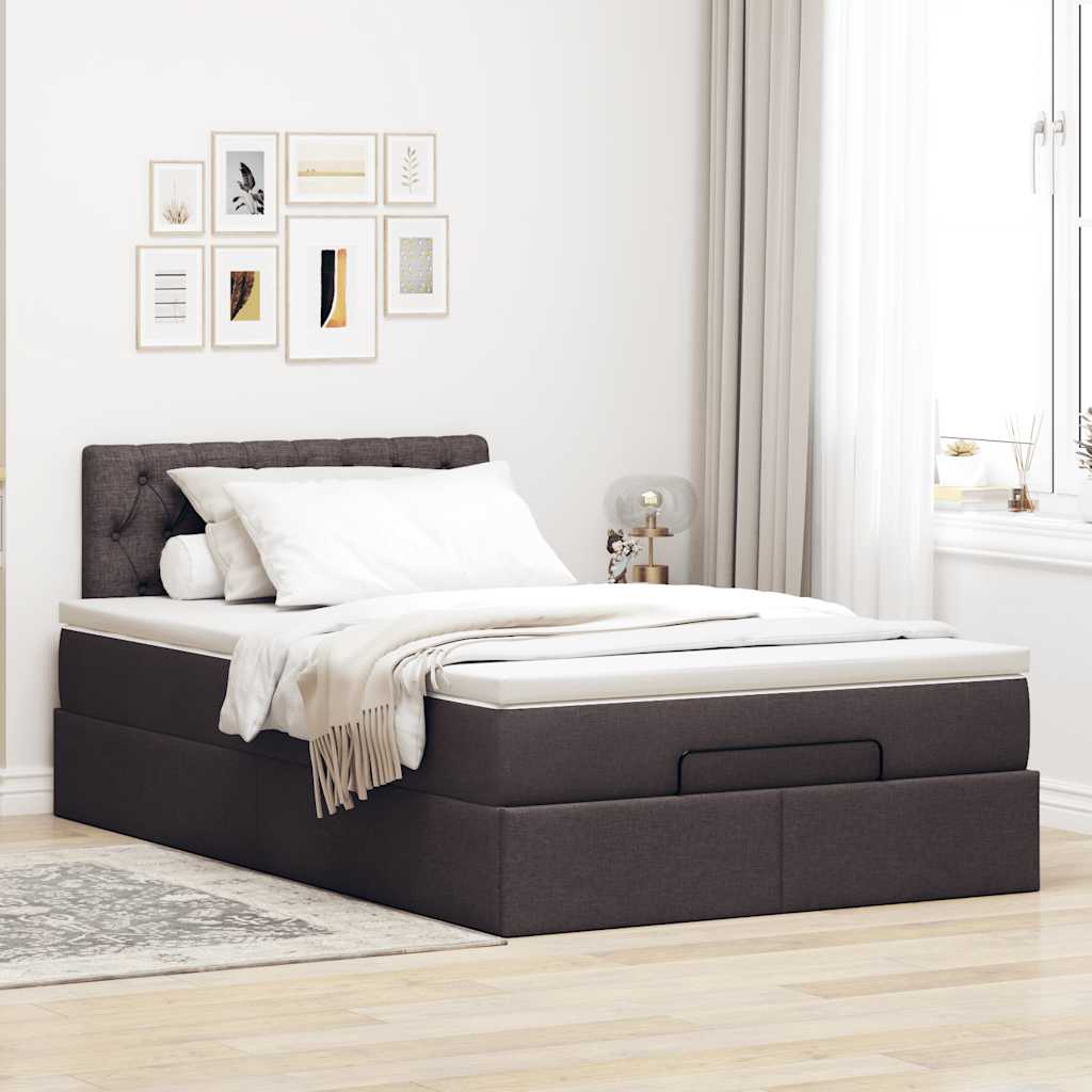 Ottoman-Bett mit Matratze & LEDs Dunkelbraun 120x190 cm Stoff